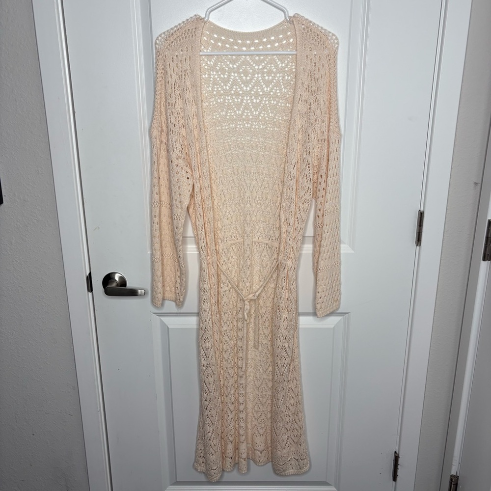 Chic Cream Tie Front Cropped kimono